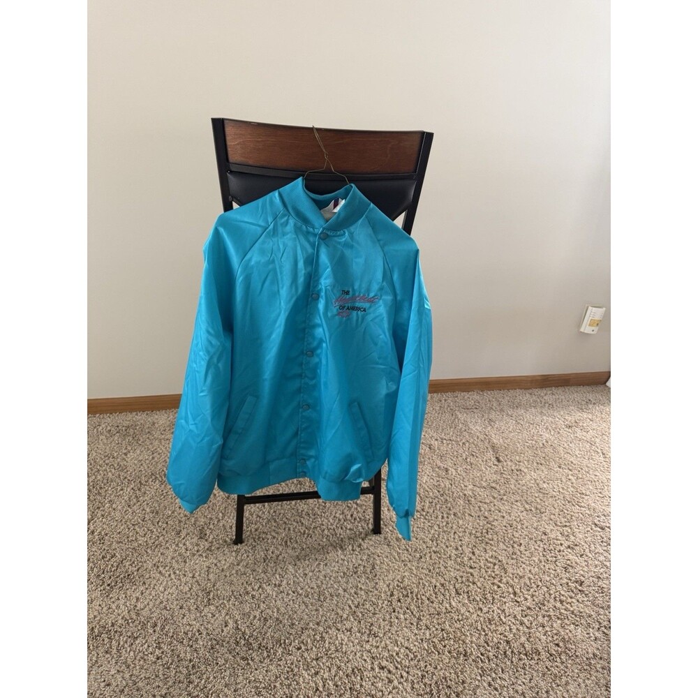Vintage WestArk Chevy Heartbeat of America Jacket Teal Large USA Made